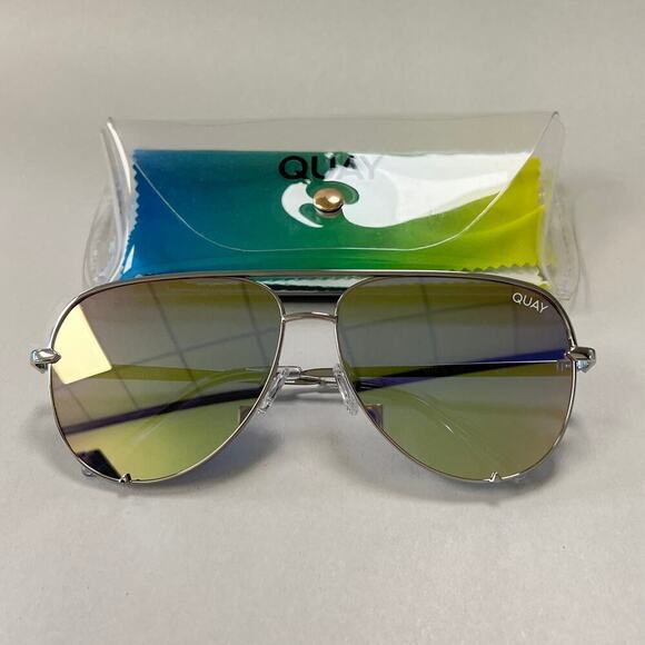 Quay Australia High Key Sunglasses Silver Gold Mirrored - Picture 5 of 10